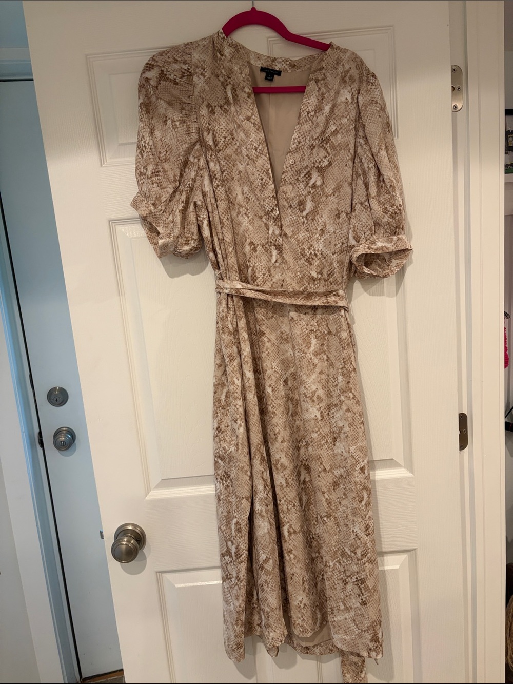 Ann Taylor Neutral Snake-Print Midi Dress